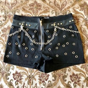 Black Tripp Studd & Chain Jean  Shorts
